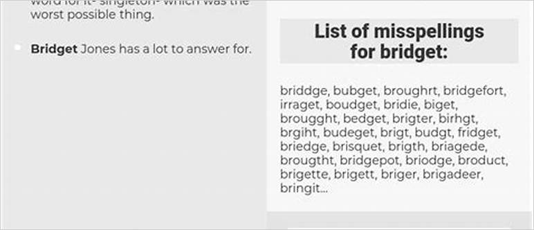 Ways to spell bridget